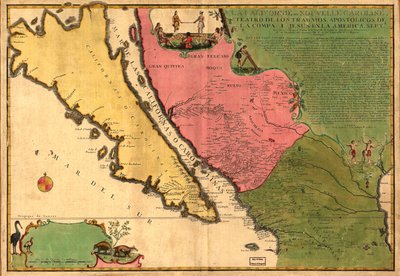 California or New Carolina - Theater of the Works, Apostles of the Society of Jesus in North America by Nicolas de Fer