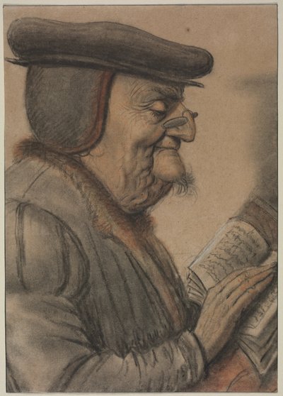 Elderly Man Reading a Book by Nicolas Lagneau or Lanneau