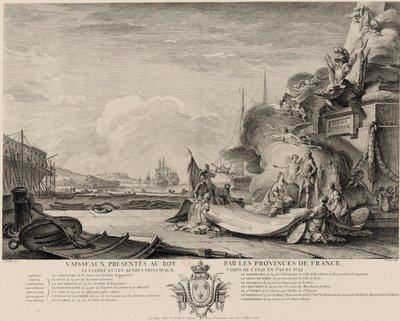 Allegorical Engraving on the Gift of Ships around 1762 by Nicolas Ozanne