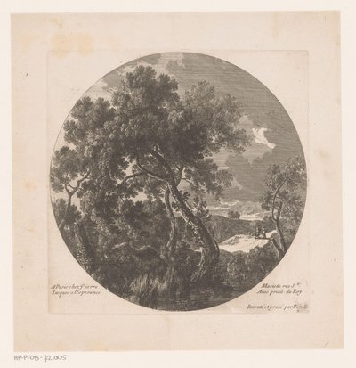 Landscape with Trees and Two Shepherds with Flock by Nicolas Perelle