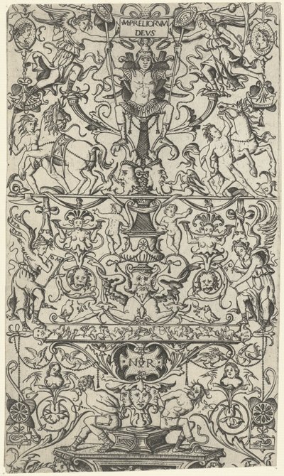 Fragment of ornament panel with Mars (series title: Ornament Panels) by Nicoletto da Modena