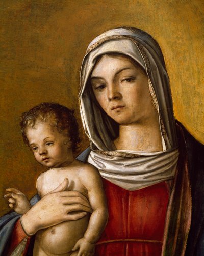 Madonna and Child, Central Panel of Triptych with Madonna and Child, St. Albert and St. Sebastian by Nicolo Rondinelli
