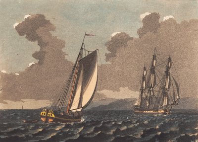 A Yacht Sailing Before a Veil and a Frigate Likewise by Niels Truslew