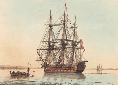 A Danish Warship at Anchor on a Calm Morning by Niels Truslew