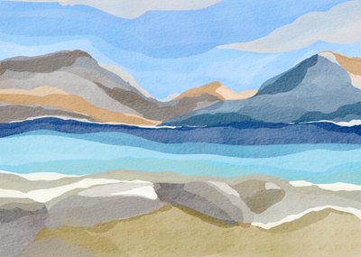 Abstract Serene Mountain Lake by Nikita Jariwala