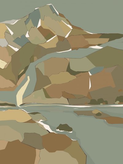 Geometric Mountain River by Nikita Jariwala