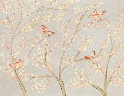 Pink Birds Spring Blossoms by Nikita Jariwala