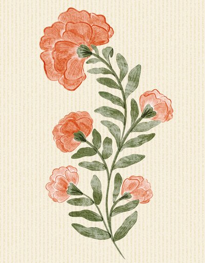 Soft Orange Botanical by Nikita Jariwala