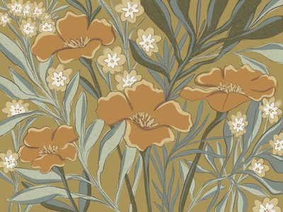 Stylized Orange Blooms by Nikita Jariwala