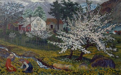Blossoming Apple Tree, Strømsbo Farm, c.1912 by Nikolai Astrup