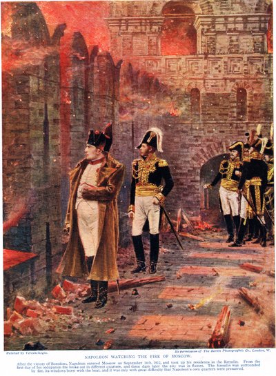 Napoleon watching the Fire of Moscow, illustration from 