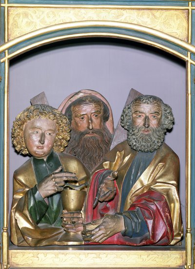 Wooden Carvings of SS. John, Andrew and Peter, from the Predella of the Isenheim Altarpiece, c.1490 by Nikolaus Hagenauer