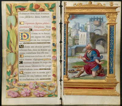 Adjoining Leaves from a Book of Hours: Penitential Psalms and King David in Prayer by Noel Bellemare