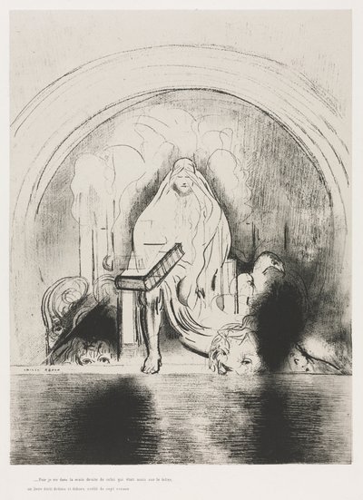 And I Saw in the Right Hand of Him that Sat on the Throne a Book Written within and on the Backside, Sealed with Seven Seals by Odilon Redon