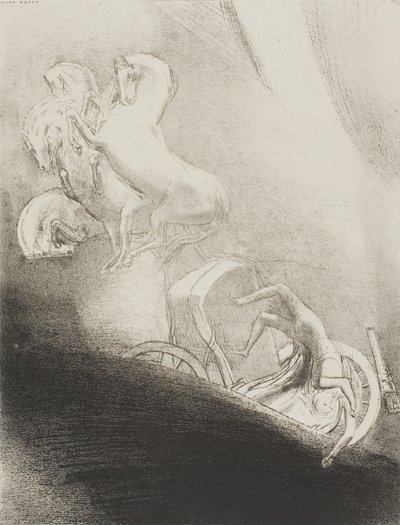 He Falls Head Foremost Into the Abyss, Plate 17 of 24 by Odilon Redon