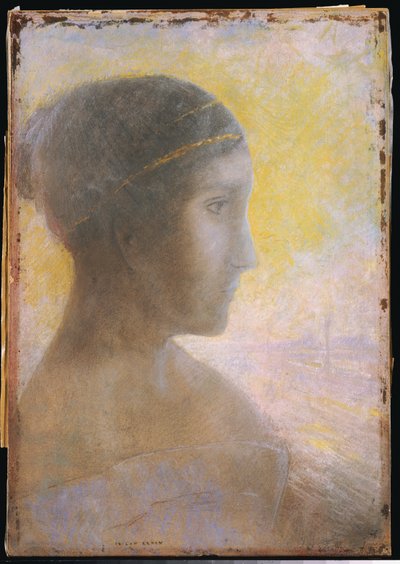 Head of a Young Woman in Profile by Odilon Redon