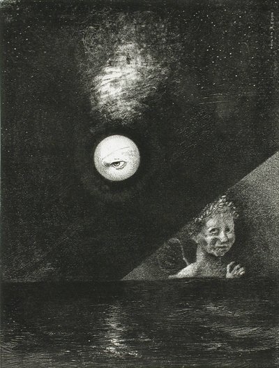On the Horizon, the Angel of Certitude, and in the Dark Sky, a Questioning Glance. Series: For Edgar by Odilon Redon