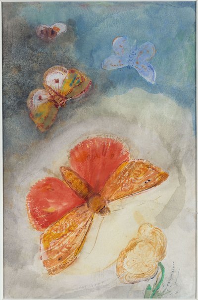 Butterflies and Flower by Odilon Redon
