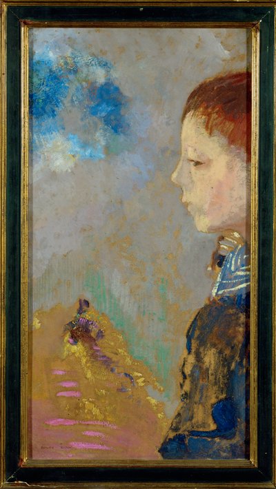 Portrait of Ari Redon with a Sailor Blouse by Odilon Redon