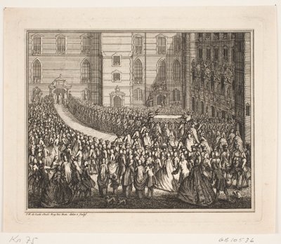 King Frederick V in Procession to the Anointing Ceremony at Frederiksborg Castle Church. Illustration for Frederick IV