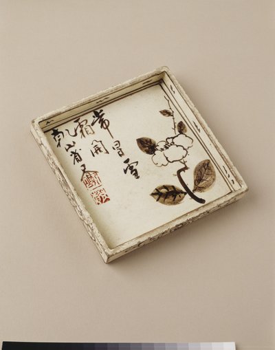 Cake plate with plum design, early 18th century by Ogata Kenzan