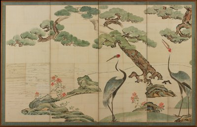 Cranes, Pines, and Bamboo by Ogata Korin