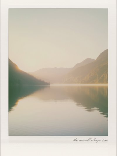 Misty Mountain Lake Sunrise by Ohkimiko