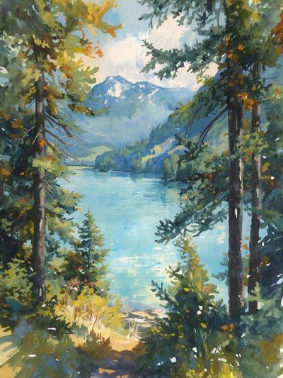 Serene Mountain Lake View by Ohkimiko