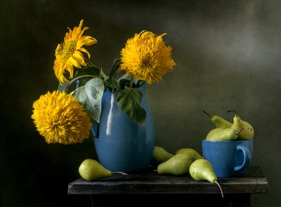 Harvest Blooms and Pears by Olga Aleksandrovna