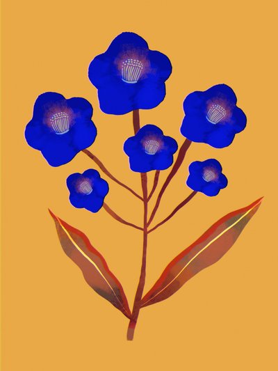 Vibrant Blue Flowers by Olga Skomorokhova