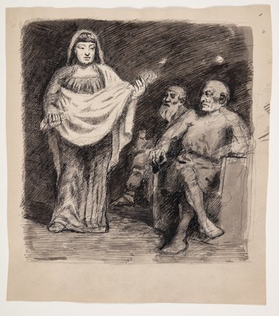 Woman in Front of Two Men: Motif from Nordic Antiquity by Oluf Hartmann
