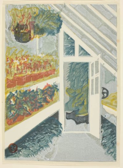 Greenhouse, from the series "Prints of the Shinjuku Imperial Garden" by Onchi Kôshirô