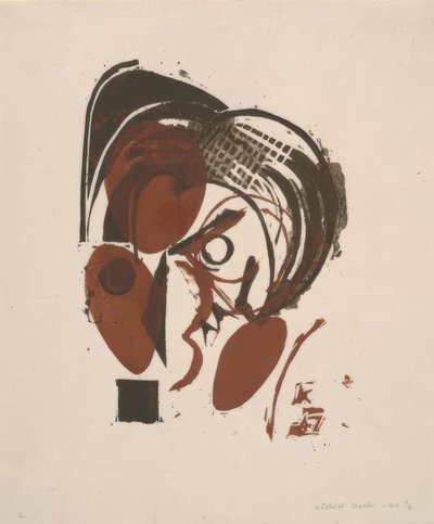 Portrait of a Poet, Inner Image by Onchi Kôshirô