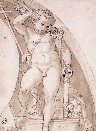 A Standing Putto Holding the Papal Keys (detail) by Orazio Samacchini