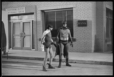 Batman and Robin on set of the TV series by Orlando Suero