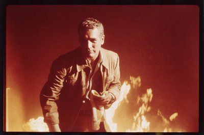 Paul Newman on the set of 