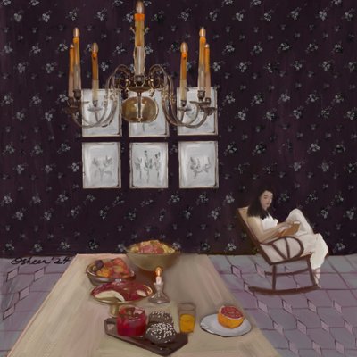 Breakfast and a Book by Osheensgallery