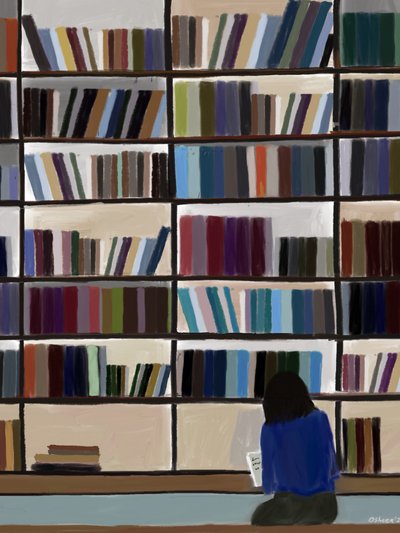 Quiet Library Reading by Osheensgallery
