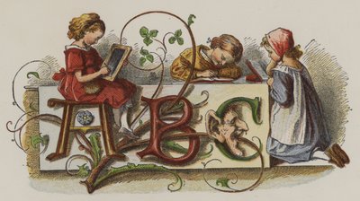 Three girls practicing their writing by Oskar Pletsch