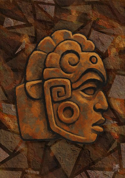 Mayan Stone Head by Osvaldo Russo