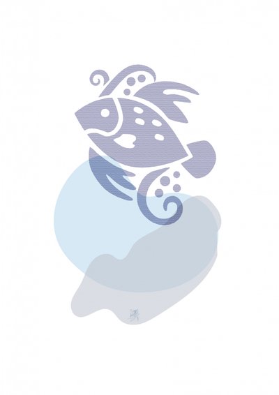 Whimsical Blue Fish by Osvaldo Russo