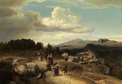 Sunday Walk in the Roman Countryside by Oswald Achenbach
