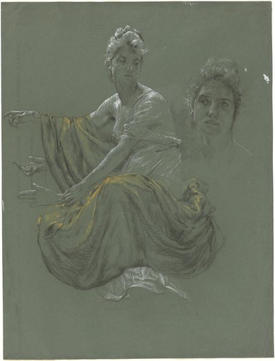 Elegant Young Woman in Classical Drapery by Otto Greiner