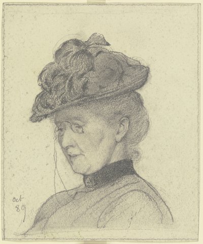 Portrait of Luise Scholderer with Hat by Otto Scholderer