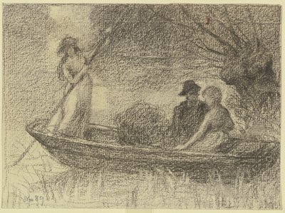 Couple in a Barge by Otto Scholderer