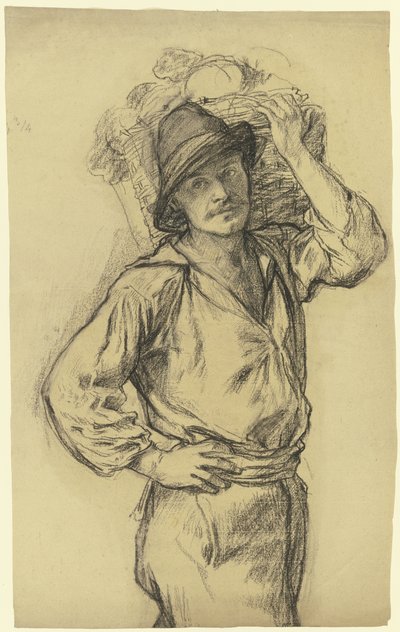Returning Farm Worker with Fruit Basket by Otto Scholderer