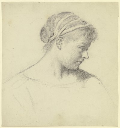 Head of the Seated Woman from „Preparation for the Costume Ball“ by Otto Scholderer