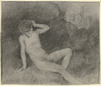 Reclining Naked Youth in a Landscape (Narcissus?) by Otto Scholderer