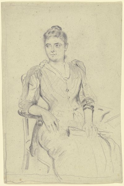 Sitting Lady with Fan by Otto Scholderer
