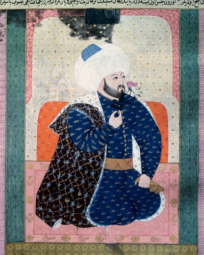 Portrait of the Sultan of the Ottoman Empire Mehmed II (1430-1481). Miniature from the manuscript 